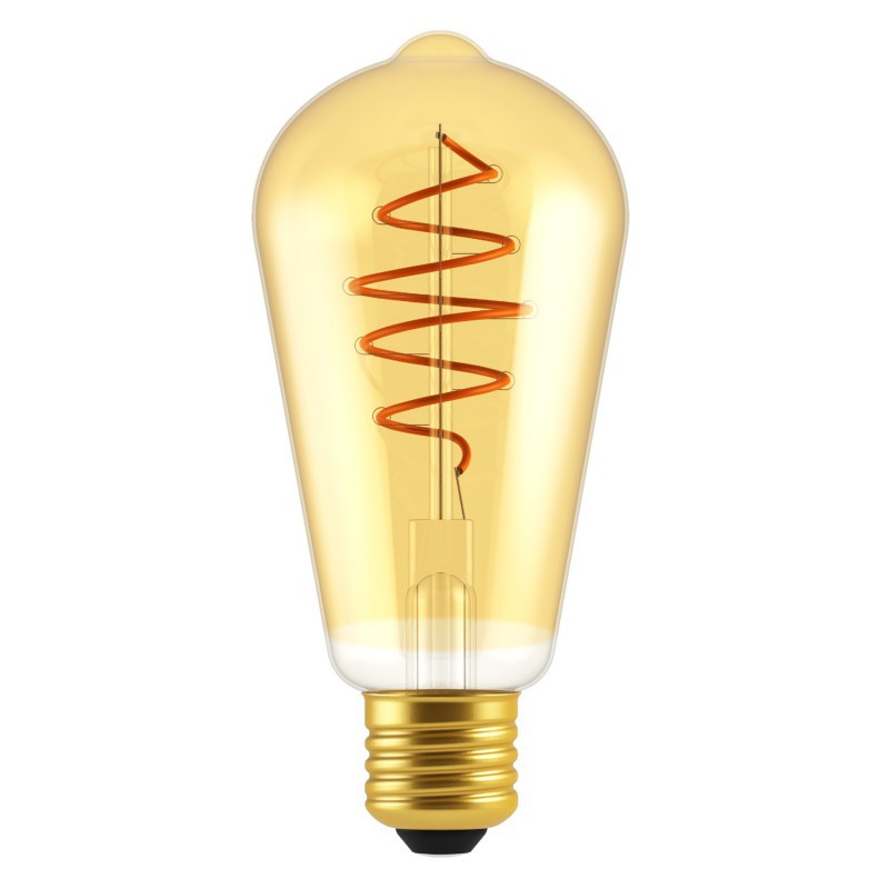 LED-Glühbirne Edison ST64, Linie Croissant, golden mit Spiralfilament 5W E27 dimmbar 2700K