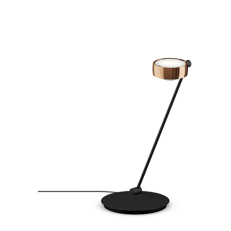 Sento tavolo 80 E rose gold, body schwarz matt, links, LED 2700K CRI 97