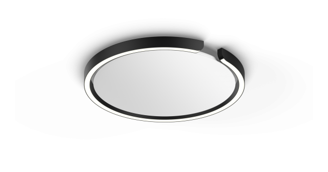 Mito soffitto 40 up wide schwarz matt, base weiß matt von Occhio