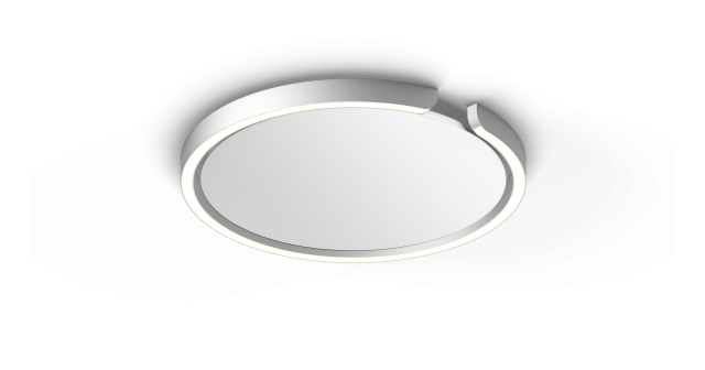 Mito soffitto 40 up wide silber matt, base weiß matt von Occhio