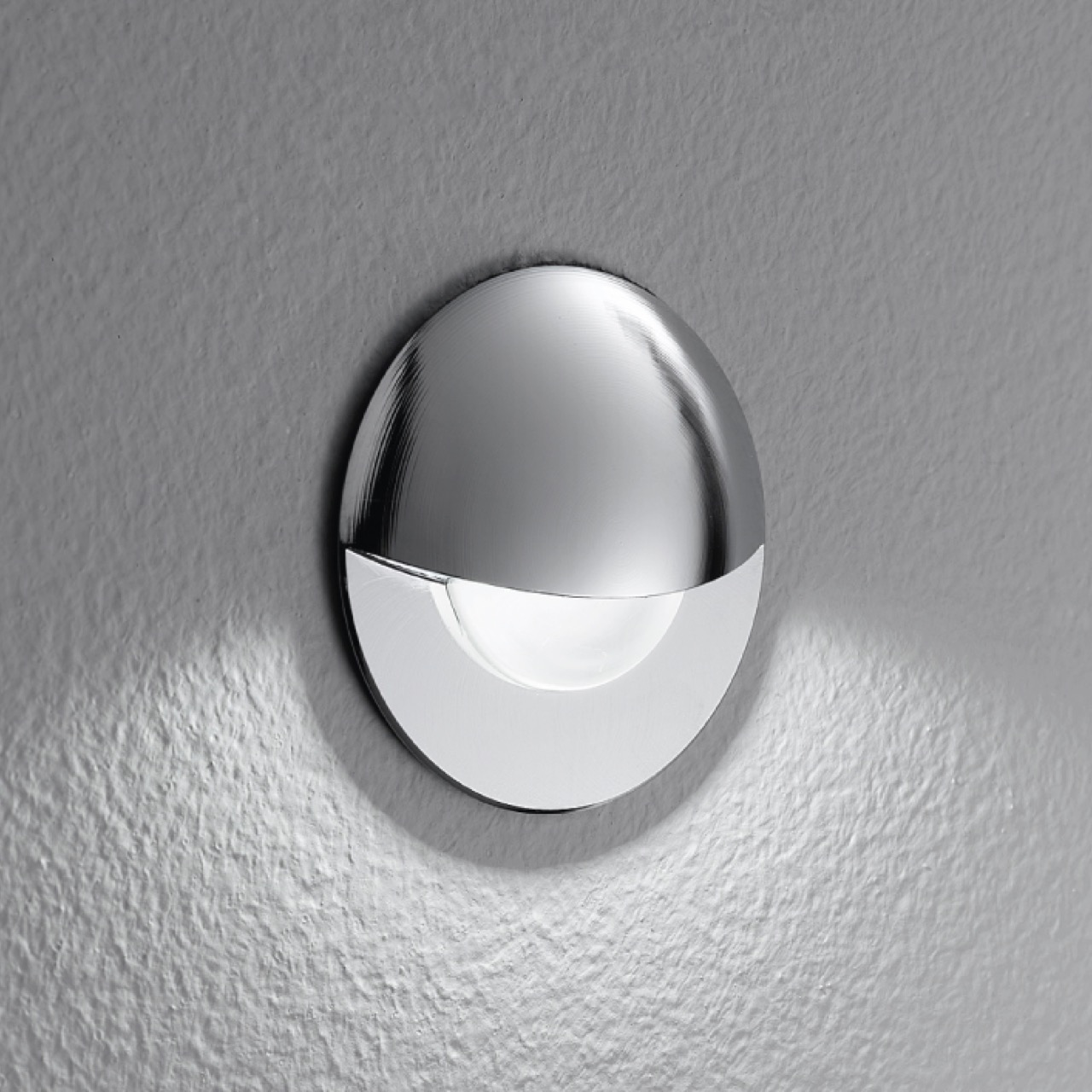 Wandeinbauleuchte Smile von DLS Lighting, rund platin